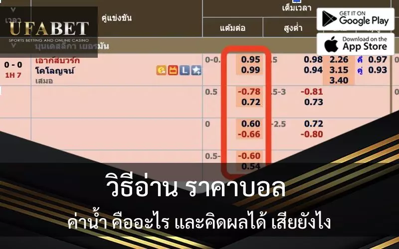 วิธีอ่านราคาบอล